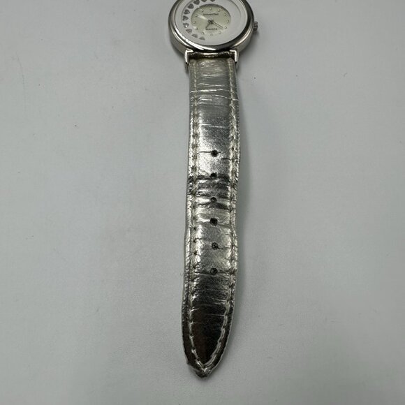 Vintage Shannons Watch Women Silver Tone Rotating Heart Dial New Battery 8.5" - Picture 5 of 14